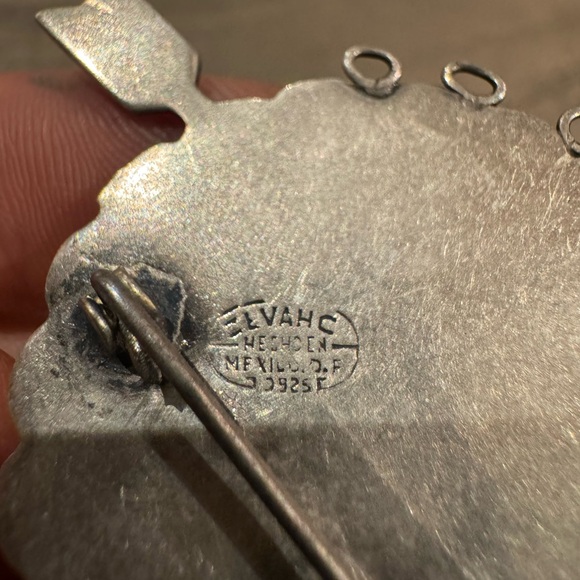 Vintage Signed 925 Sterling Silver Mexico Abalone Shell Arrows Tribal Pin/Brooch - Picture 3 of 9